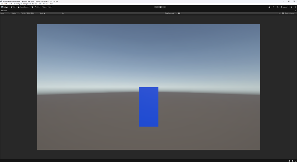 UnityのGameビューでPlayerが表示されている画面