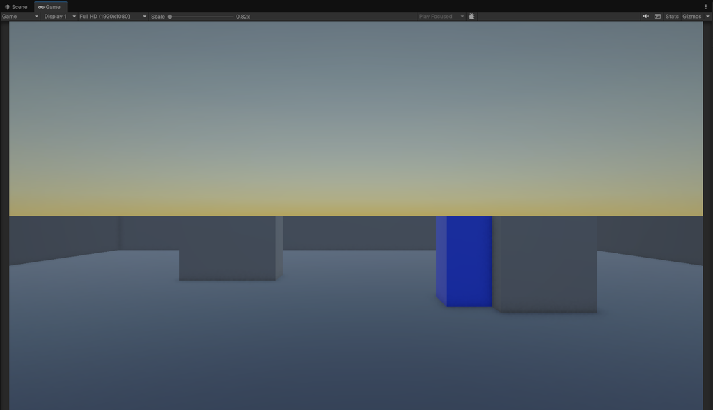 UnityでPlayerが障害物のBox Colliderに当たって停止した画面